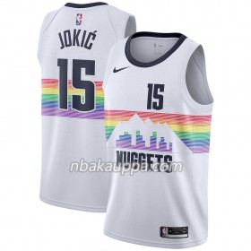 Denver Nuggets Nikola Jokic 15 2018-19 Nike City Edition Valkoinen Pelipaidat Swingman - Miesten